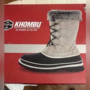 Khombu Emily Women`s Snow Winter Boots - Gray, US 8 - New with Box